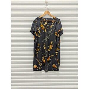 G.A.S. Co. Dresses Plus Size 22-25 Black w Floral Print Sheath Dress (bin B)